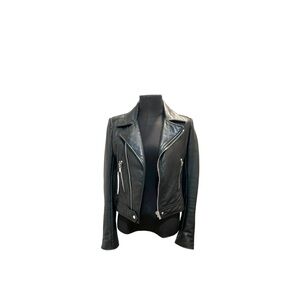 🖤 𝐁𝐀𝐋𝐄𝐍𝐂𝐈𝐀𝐆𝐀 Classic Leather Moto Jacket Silver Hardware (Size 40)